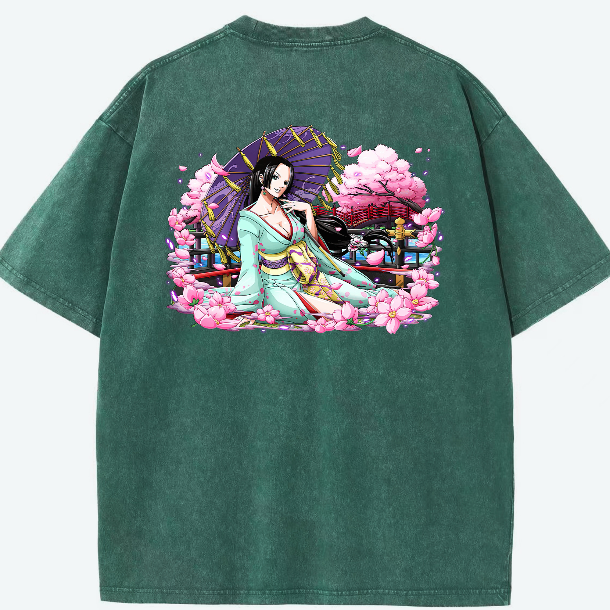 ワンピース ボア・ハンコック ONE PIECE Boa·Hancock 綿100% ヴィンテージ風 半袖Tシャツ（背面プリント）